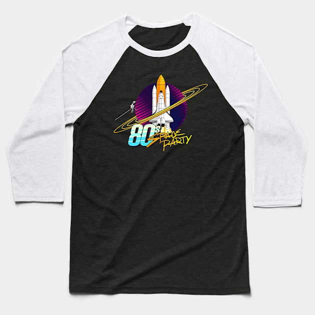 80 Space Party - Alt Baseball T-Shirt by CosmoQuestX